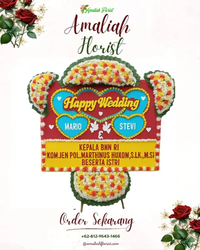 Karangan Papan Bunga Pernikahan di Padasari